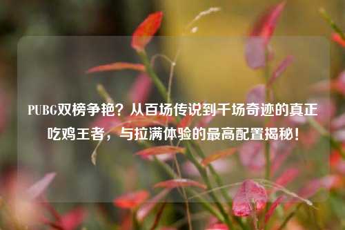 PUBG双榜争艳?从百场传说到千场奇迹的真正吃鸡王者,与拉满体验的更高配置揭秘!