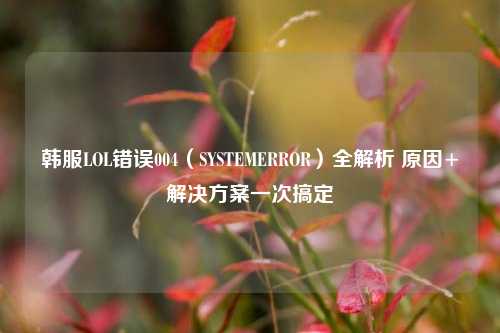 韩服LOL错误004(SYSTEMERROR)全解析 原因+解决方案一次搞定