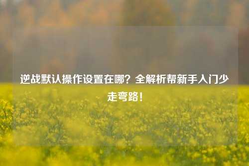 逆战默认操作设置在哪?全解析帮新手入门少走弯路!