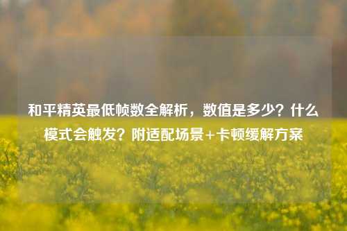 和平精英更低帧数全解析,数值是多少?什么模式会触发?附适配场景+卡顿缓解方案