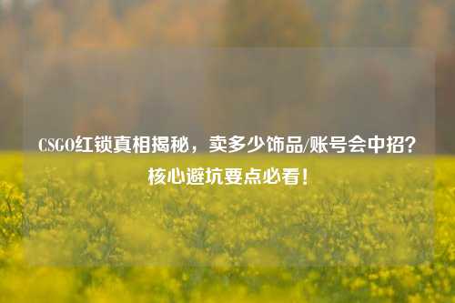 CSGO红锁真相揭秘,卖多少饰品/账号会中招?核心避坑要点必看!