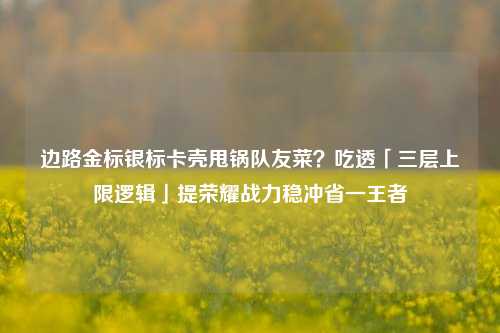 边路金标银标卡壳甩锅队友菜?吃透「三层上限逻辑」提荣耀战力稳冲省一王者