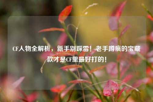 CF人物全解析,新手别踩雷!老手蹲疯的宝藏款才是CF里更好打的!