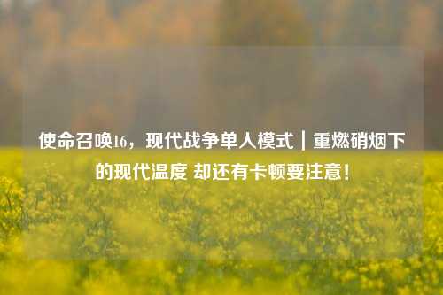 使命召唤16,现代战争单人模式|重燃硝烟下的现代温度 却还有卡顿要注意!
