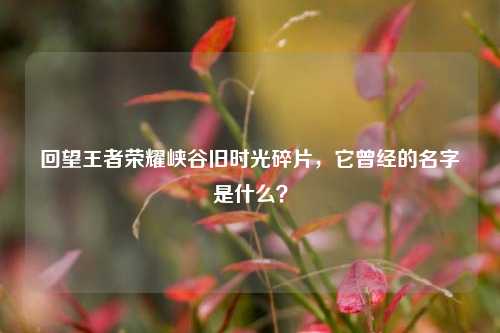 回望王者荣耀峡谷旧时光碎片,它曾经的名字是什么?