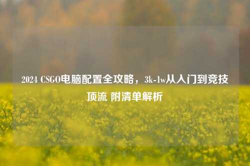 2024 CSGO电脑配置全攻略,3k-1w从入门到竞技顶流 附清单解析