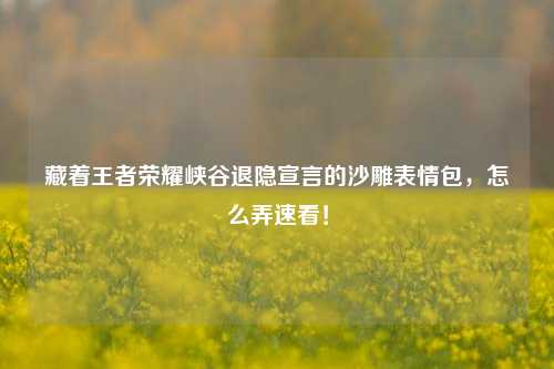 藏着王者荣耀峡谷退隐宣言的沙雕表情包,怎么弄速看!