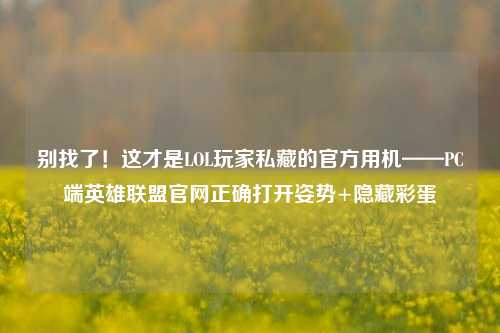 别找了!这才是LOL玩家私藏的官方用机——PC端英雄联盟官网正确打开姿势+隐藏彩蛋