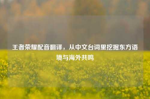 王者荣耀配音翻译,从中文台词里挖掘东方语境与海外共鸣