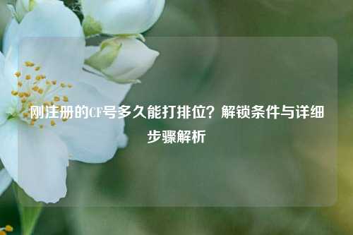 刚注册的CF号多久能打排位?解锁条件与详细步骤解析