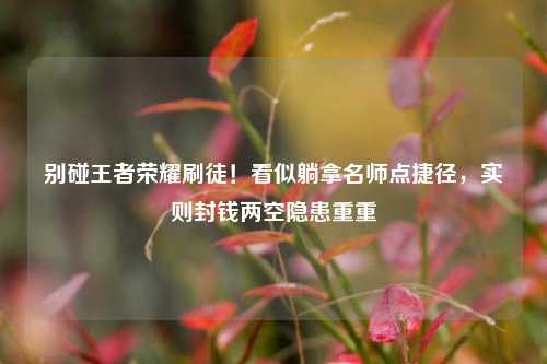 别碰王者荣耀刷徒!看似躺拿名师点捷径,实则封钱两空隐患重重