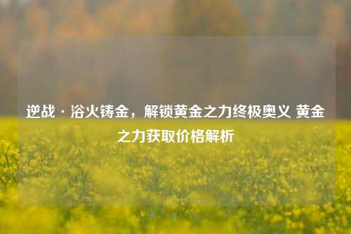 逆战·浴火铸金,解锁黄金之力终极奥义 黄金之力获取价格解析