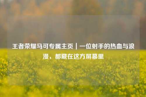 王者荣耀马可专属主页|一位射手的热血与浪漫,都藏在这方屏幕里