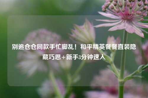 别追仓仓同款手忙脚乱!和平精英餐餐直装隐藏巧思+新手3分钟速入