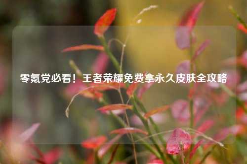 零氪党必看!王者荣耀免费拿永久皮肤全攻略