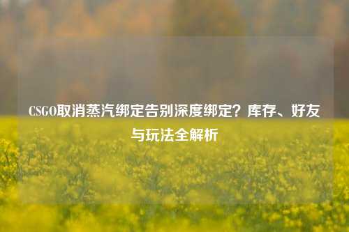 CSGO取消蒸汽绑定告别深度绑定?库存、好友与玩法全解析