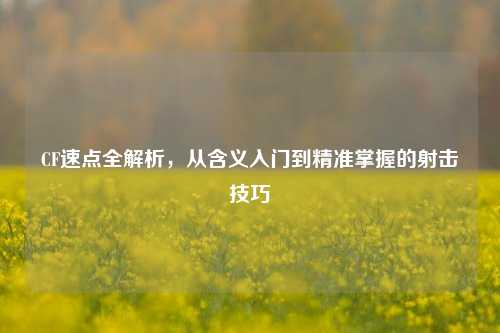 CF速点全解析,从含义入门到精准掌握的射击技巧