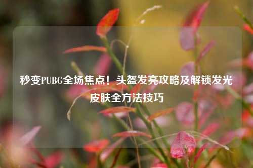 秒变PUBG全场焦点!头盔发亮攻略及解锁发光皮肤全 技巧