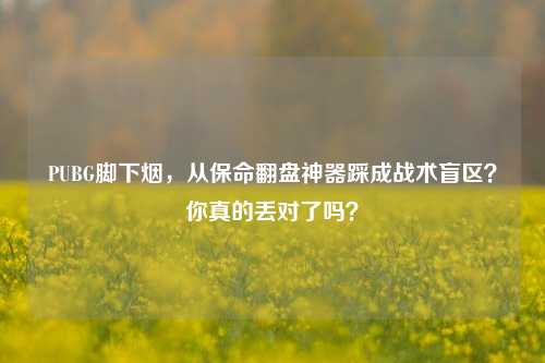 PUBG脚下烟，从保命翻盘神器踩成战术盲区？你真的丢对了吗？