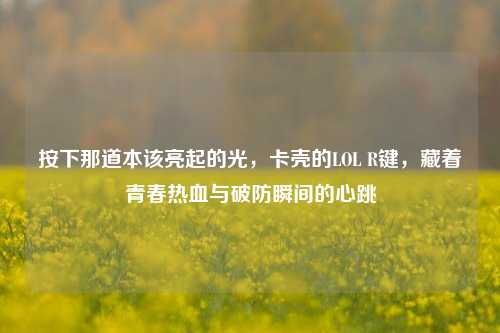 按下那道本该亮起的光,卡壳的LOL R键,藏着青春热血与破防瞬间的心跳
