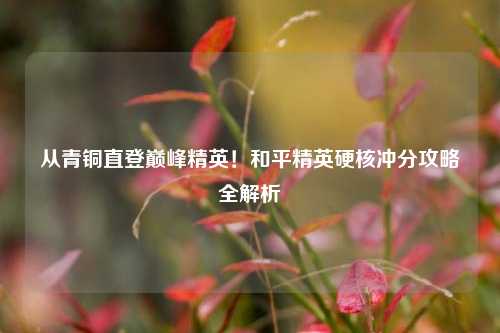 从青铜直登巅峰精英!和平精英硬核冲分攻略全解析