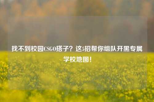 找不到校园CSGO搭子?这5招帮你组队开黑专属学校地图!