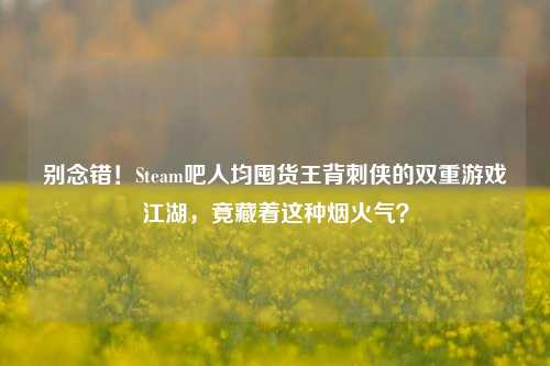 别念错!Steam吧人均囤货王背刺侠的双重游戏江湖,竟藏着这种烟火气?