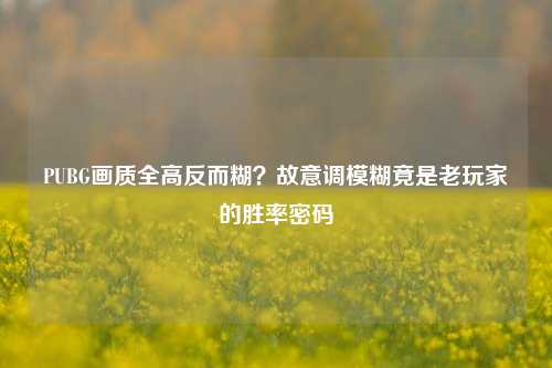PUBG画质全高反而糊?故意调模糊竟是老玩家的胜率密码